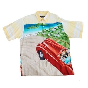 Tori Richard RARE VTG HTF Auto Car Print All Over Men's Hawaiian Tropical Shirt
